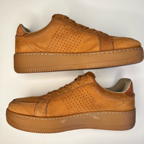 ba&sh Women’s Suede Cuba Perforated Platform Sneakers Camel Tan Size 37 / 7.5 US - Picture 9 of 13